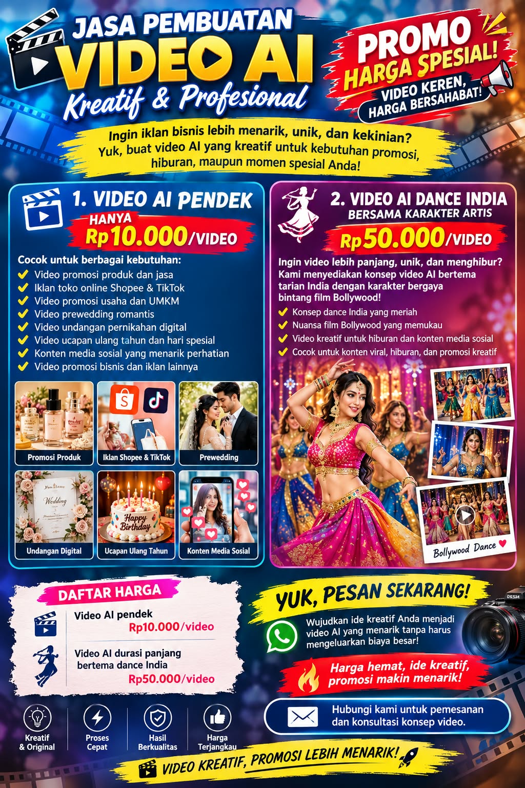 Brosur jasa pembuatan Video AI kreatif dan profesional